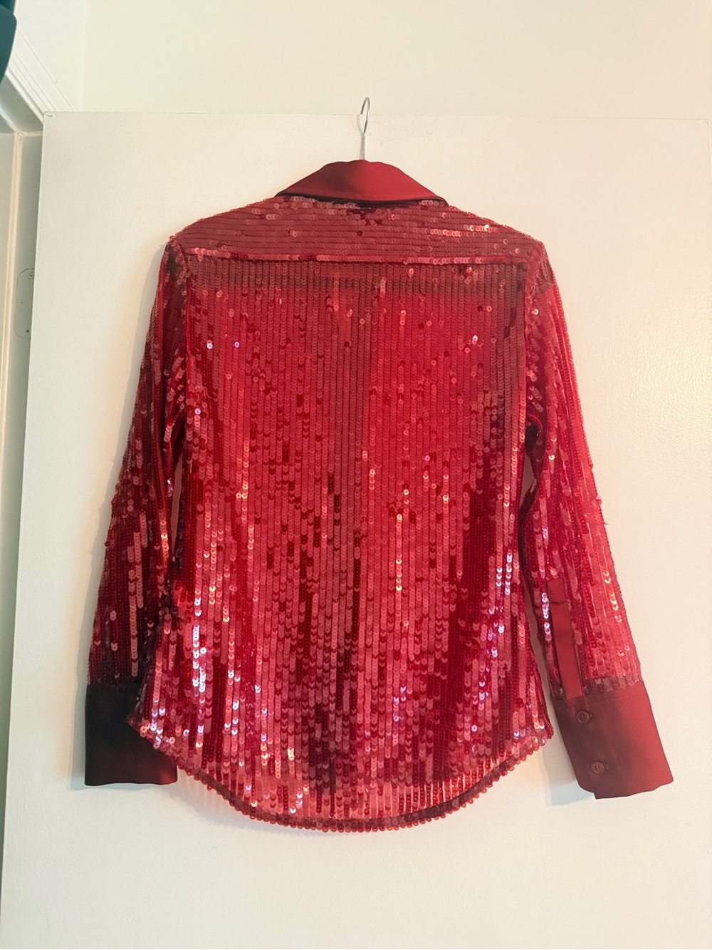 ZARA Red Sequin Button-Down Women's Top SIZE: XS - Picture 11 of 13